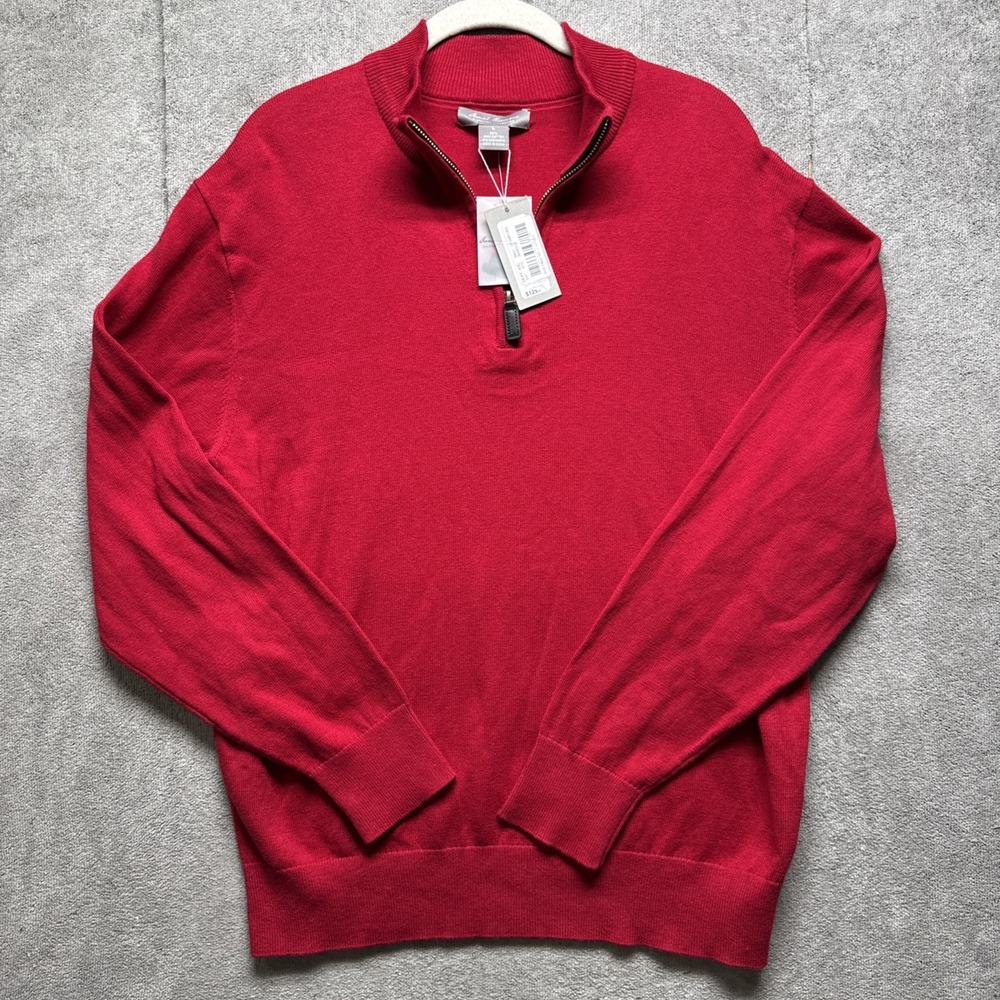 Daniel Cremieux Sweater‎ Mens L Red Cashmere Blend 1/4 Zip Pullover NWT